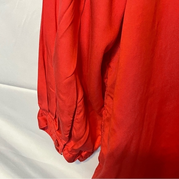 Crown & Ivy, Red Ruffled V Neck, Long Sleeve Blouse, 2X - Picture 4 of 9